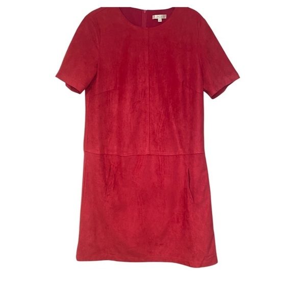 Jade By Melody Tam Pink Dress Short Sleeves Faux Suede size M - Picture 1 of 16